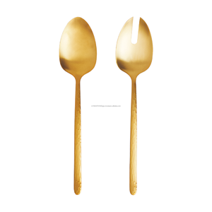 Elegant Golden Metal <b>Salad</b> Server with Hammered Design Handle (Pack of 2) <b>Salad</b> <b>Tool</b> - Product Image 1