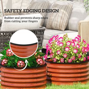Set di 2 Fioriere in Metallo Marrone Scuro, Vaso Rialzato Facile da Montare con Bordo di Sicurezza, Contenitore per Piante - Product Image 6