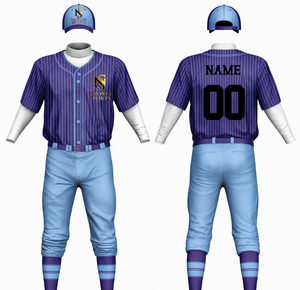 Ensemble de maillot et pantalon de baseball personnalisé unisexe blanc, turquoise et or, broderie, respirant, séchage rapide, antibactérien, polyester - Product Image 3