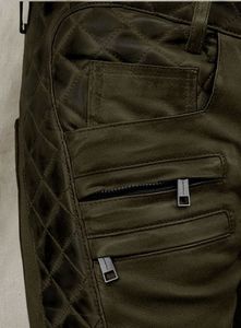 กางเกงหนังสีเขียวมะกอกแบบ Outlaw Burnt - Product Image 4