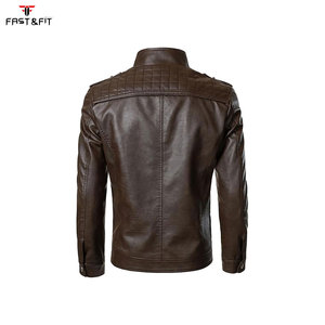 Veste de motard en cuir véritable pour homme, coupe slim, zippée, bomber, imperméable, réversible, logo sur le devant, vêtement d'extérieur pour l'hiver - Product Image 4