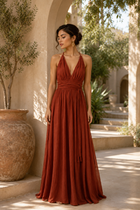 Wholesale Boho Beach Maxi <b>Dress</b> Cotton Crinkled Halter Neck Backless <b>Dress</b> For Women Summer Resort Wear Custom Apparel - Product Image 6