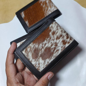 Cartera de cuero vacuno de alta calidad con pelo para hombre, cartera de cuero genuino hecha a mano, diseño elegante - Product Image 1