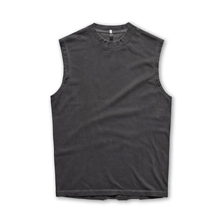 Débardeurs de sport pour hommes en coton de haute qualité, tendance, effet délavé, pour la gym et l'athlétisme, 100 % coton tricoté - Product Image 1