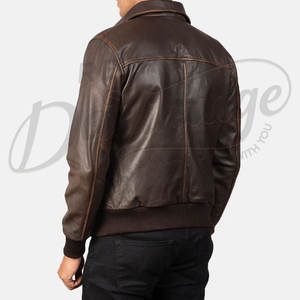 Veste en cuir marron vieilli personnalisée pour homme, style vintage, veste de pilote, en cuir de vache véritable, veste de motard décontractée - Product Image 3
