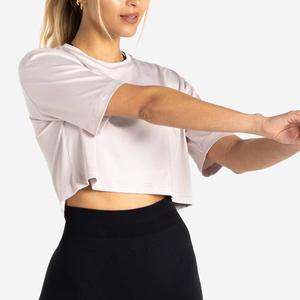 Camiseta Deportiva Personalizada con Estampado, Top Corto Holgado para Mujer, Camiseta Holgada de Manga Corta, Tops Cortos de Algodón - Product Image 2