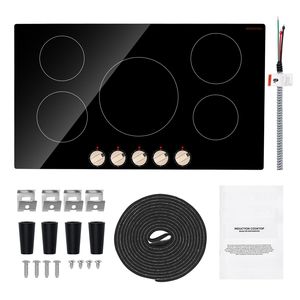 Placa de Inducción Eléctrica Inteligente de 9200W con 5 Controles de Perilla, 12 Ajustes de Temperatura y 5 Quemadores - Product Image 1