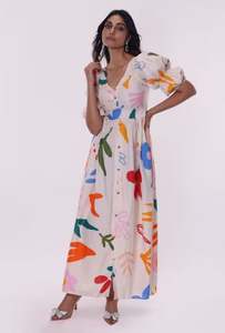 เดรสแม็กซี่พิมพ์ลายลำลอง เดรสยาวมีกระเป๋าสำหรับผู้หญิง ราคาดีที่สุด คุณภาพสูง รับสกรีนโลโก้ แขนยาว ทรงหลวม - Product Image 4