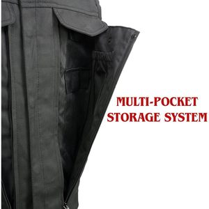 Gilet en cuir 'Brute' pour homme MDM3007 2025, denim noir, style club, doublure drapeau américain, fermeture à pression dissimulée, vêtements de course automobile et de moto - Product Image 4