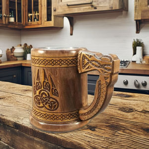 Tasse en bois faite à la main tasse à café en bois d'acacia rustique polonais naturel - Product Image 1