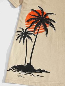 Conjunto de 2 Piezas para Hombre, Camiseta de Manga Corta con Estampado Tropical y Pantalones Cortos con Cintura Ajustable - Product Image 5