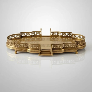 Antique Brass <b>Mirror</b> Jewelry Tray Vintage Gold Decorative Storage Organizer Home Decor Vanity Display Tray Wedding Gift Item - Product Image 4