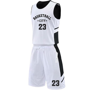 Basketball City Custom Jersey And Shorts Set Men's Sleeveless Quick Dry Basketball Apparel Teamwear <b>White</b> Black 23 - Product Image 1