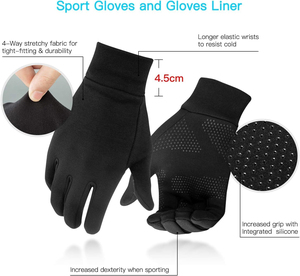 Gants légers pour la course à pied et le cyclisme, doublures de gants compatibles avec les écrans tactiles pour hommes et femmes - Product Image 3