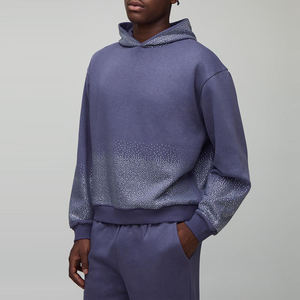 Sweat-shirt à capuche violet pour homme, motif dégradé à pois, coupe classique, style sportif décontracté - Product Image 2