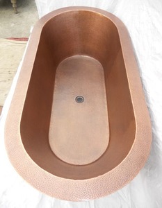 Baignoire ovale élégante en cuivre, profonde et confortable, design autoportant, caractéristiques écologiques, style moderne pour hôtels et villas - Acheter - Product Image 3