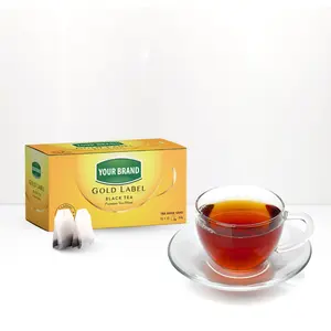 Kantong teh hitam Label emas pabrikan minuman kotak teh kantong bulat teh Herbal banyak rasa grosir
