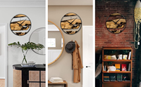 Horloge murale ronde de style Art déco en bois d'olivier, style antique, à piles, style nordique rétro, pour salon