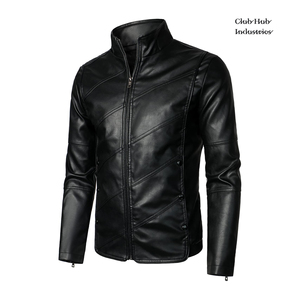 Veste de motard en cuir véritable, faite à la main, de haute qualité, col classique, couleur marron unie, vestes en cuir véritable pour hommes - Product Image 1