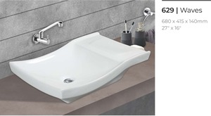 White Rectangular Ceramic Vessel Bathroom <b>Sink</b> Above Counter Basin Modern Wash Basin - Product Image 2