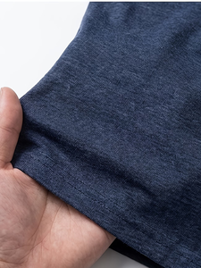 Men's V-Neck Short Sleeve Solid for Cotton Casual T-Shirt Regular Fit Breathable Enzyme Wash Jersey Fabric 180g Eco-Friendly - Product Image 5