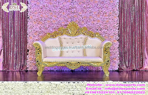 Lujoso escenario de recepción de boda, sofá de boda de madera tallada con sillas, conjunto de sofá de boda de diseñador tallado a mano - Product Image 6