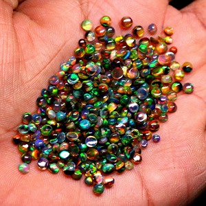 4mm Natural Ethiopian Black <b>Opal</b> Round Shape Cabochon Loose Gemstones Welo Fire Rainbow <b>Opal</b> Stone Wholesale Factory Bulk Price - Product Image 5