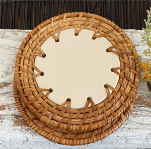 Sous-verres et dessous de plat en rotin BOHO, dessous de verre en rotin artisanaux pour boissons, haute qualité - Product Image 6