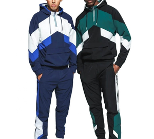 Men's Crinkle Windbreaker Tracksuit Waterproof Contrast Color Breathable Unisex <b>Two</b> <b>Piece</b> <b>Set</b> Men Tracksuit Custom Design - Product Image 2
