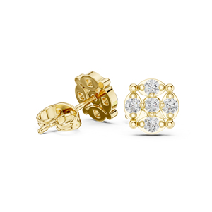 Boucles d'oreilles de fiançailles en or rose 14 carats avec diamant rond cultivé en laboratoire pour femmes |   Nouveau diamant cultivé - Product Image 5