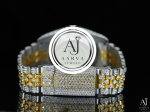 Diamond Inlay <b>Mechanical</b> <b>Watch</b> Stainless Steel Two-Tone Bracelet Sapphire Crystal Dial Jewelry Style Unisex Adult Daily Wear - Product Image 4