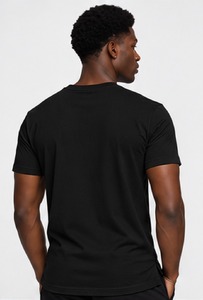 <b>Men's</b> Black Cotton T-Shirt Short Sleeve O-Neck Regular Fit Casual Wear - Product Image 5