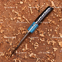 Couteau de chasse à pointe clip en acier Damas de qualité industrielle UA Supplies, manche en résine, étui en cuir, lame pleine longueur, 9 pouces, pour usage extérieur