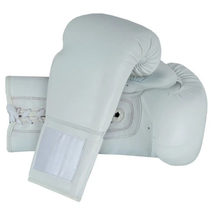 Gants de boxe en cuir blanc à lacets, avec sangle de poignet réglable, pour adultes de 14 ans et plus, unisexe, pour arts martiaux - Product Image 5