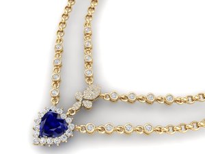 REYES - Collar con Colgante de Zafiro Azul en Forma de Corazón de 3.5 Quilates, Oro de 14K, Certificado GRA, Collares de Moissanita, Joyería Fina para Mujer - Product Image 4