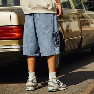Shorts en jean pour hommes de haute qualité, personnalisés, tendance, style vintage, streetwear, confortables, avec décoration décontractée, OEM ODM - Product Image 3