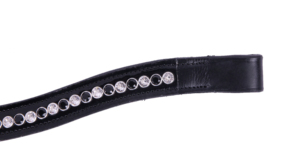 High Quality Black Cow Leather Brow Band with Beautiful Black Sier Crystals Studs Western <b>Equestrian</b> Accessory Horse Product - Product Image 2