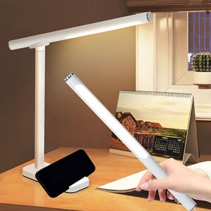 Lampe de bureau LED réglable à 360° avec port de charge USB, 5 modes d'éclairage, intensité variable, en aluminium, pour lecture et travaux manuels au chevet - Product Image 1