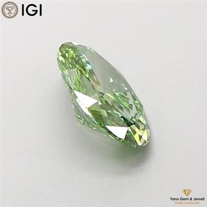IGI Certificate CVD Lab Grown Diamond 1.00 CARAT Fancy Vivid <b>Green</b> Color VS1 Clarity OVAL Cut for Solitaire Ring Center - Product Image 3