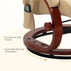 Fauteuil inclinable électrique en similicuir beige avec repose-pieds, 10 points de vibration, télécommande, canapé sectionnel pour salon - Product Image 6