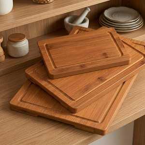 Tablas de Cortar de Bambú Rectangulares Antideslizantes Aptas para Lavavajillas Grosor Personalizado Paquete Combinado Utensilios de Cocina Antideslizantes - Product Image 1