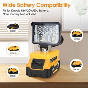 Lampada da Lavoro LED Senza Fili 12W 2800LM con Doppia Porta USB per Ricarica, Compatibile con Batterie Dewalt 18V 20V 60V, Luce da Lavoro per Officina e Campeggio - Product Image 3