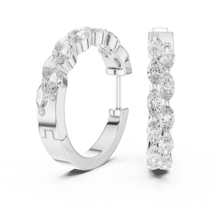 Pendientes de Aro con Moissanita Corte Marquesa, Plata de Ley 925, Certificación GRA, Joyería Fina de Lujo para Mujer, Regalo de Aniversario de Bodas - Product Image 1