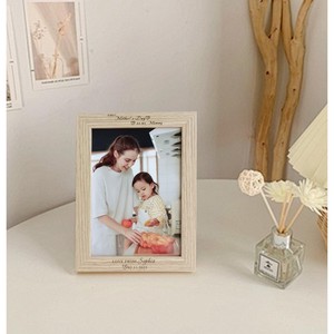 Elegant Natural Wood Photo <b>Frame</b> Rectangle Tabletop Vertical Engraved Handmade Mother's Day Gift - Product Image 2