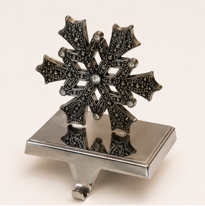 3D Rhinestone Snowflake Christmas <b>Stocking</b> Hanger Sturdy Weighted Aluminum Alloy Mantel Hook Decorative Silver Christmas Stock - Product Image 1