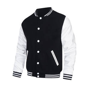 Veste bomber universitaire en laine de baseball de haute qualité personnalisée 2025 avec manches en cuir véritable pour hommes - Product Image 2