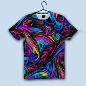 T-shirt pour homme imprimé sur toute la surface avec motif, 100% coton, coupe ample décontractée, lignes brisées, tee-shirt sublimé - Product Image 4