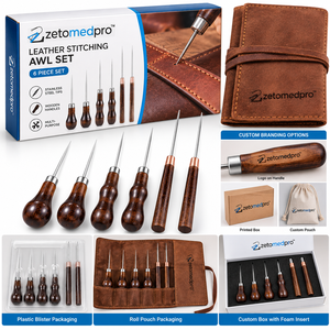 6 Piece Stainless Steel Leather Stitching <b>Awl</b> Set with Wooden Handles for Jewelry Making Leathercraft <b>Sewing</b> Repair and DIY - Product Image 6