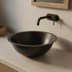 Hammered Vessel Sink Solid Copper Basin Matte Black Finish Handmade Copper <b>Bathroom</b> Wash Basin Luxury Modern <b>Rustic</b> <b>Vanity</b> Sink - Product Image 5