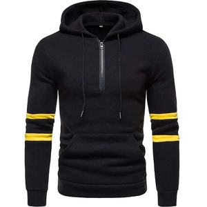 Vente en gros de sweat à capuche en coton épais pour hommes demi fermeture à glissière cordon de serrage impression personnalisée conception à carreaux doublée veste zippée hiver toutes couleurs - Product Image 1